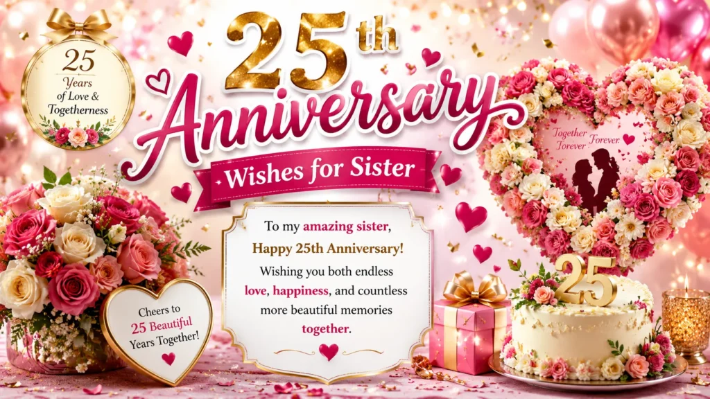 25th Anniversary Wishes for Sister