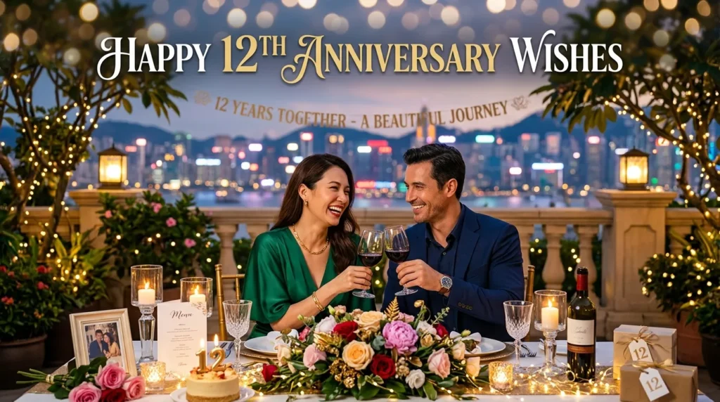 Classic 12th Anniversary Wishes 