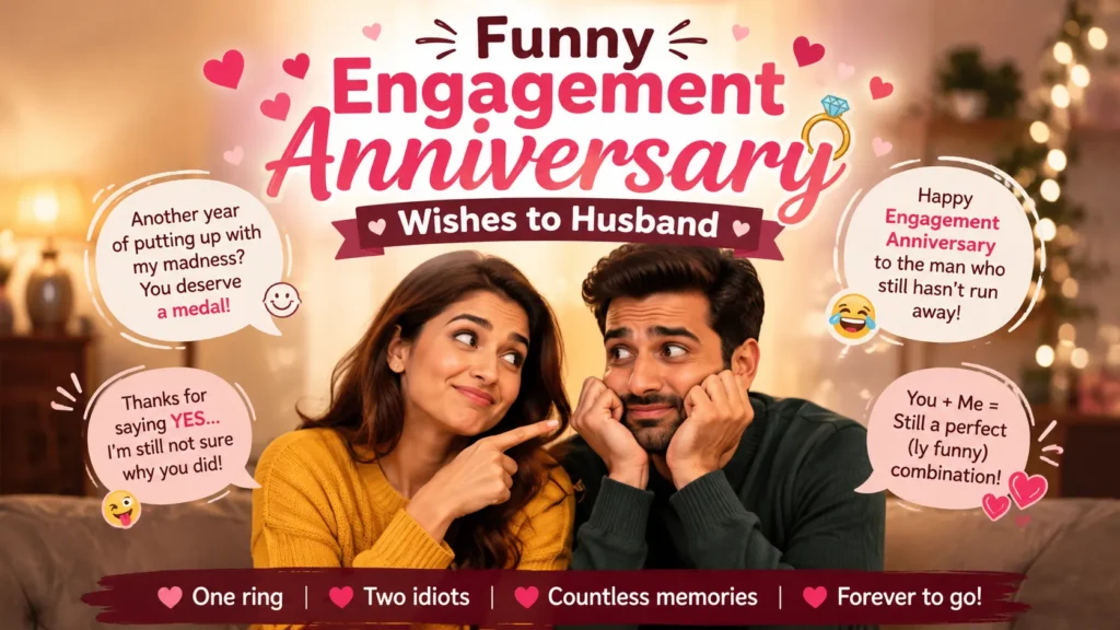 Funny Engagement Anniversary Wishes to Husband