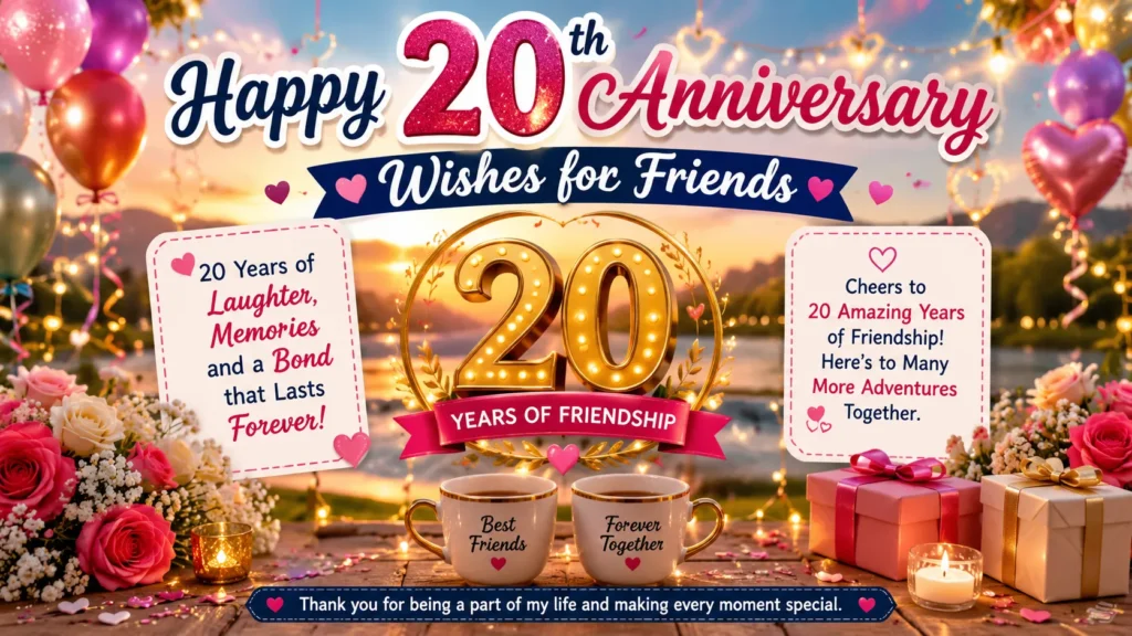 Happy 20th Anniversary Wishes for Friends