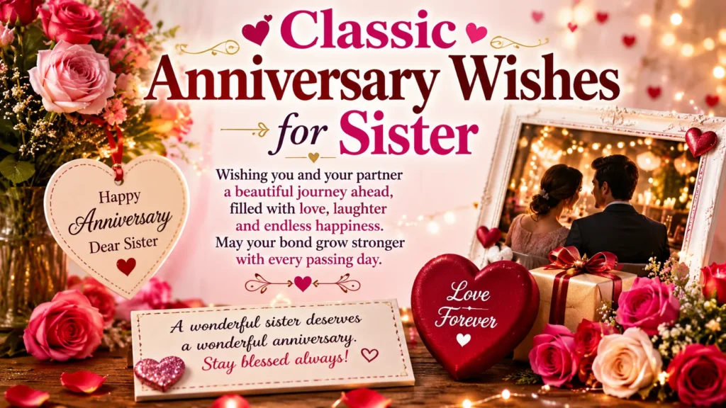 Classic Anniversary Wishes for Sister