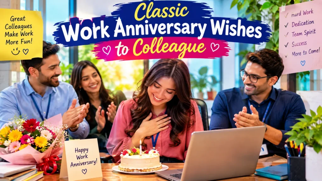 Classic Work Anniversary Wishes to Colleague