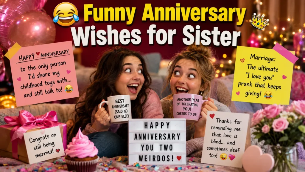 Funny Anniversary Wishes for Sister